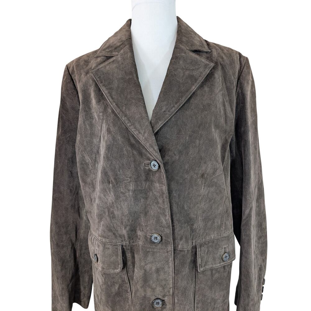 STYLE & CO.! DEEP COCOA BROWN GENUINE SUEDE LEATHER TAILORED JACKET, COAT! SZ XL - Picture 5 of 14